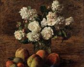 Still Life Roses and Fruit - 亨利·方丹·拉图尔